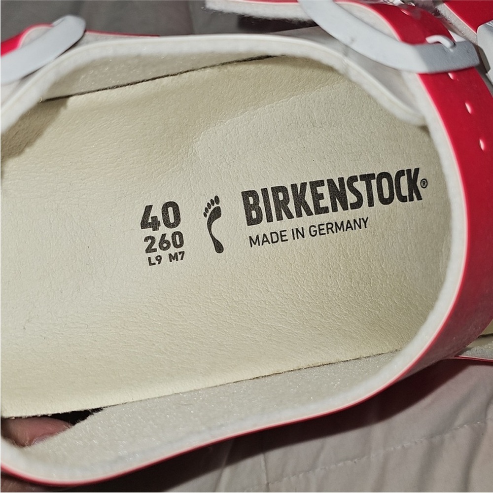 Birkenstock Womens Vegan Sandals L9-M7 40 Hot Pink & White Nwts - Picture 3 of 14